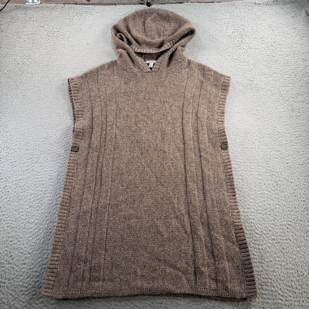 Toad&Co Pico Poncho Sweater Women XS/S Brown Lambswool Hooded Knit